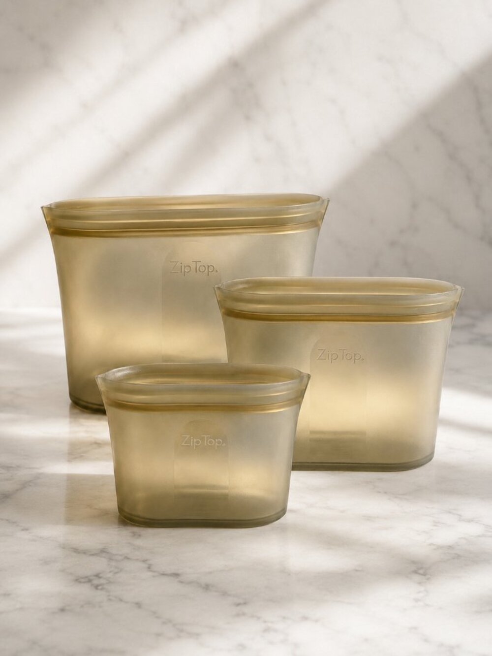 ZipTop Gray Dish Set 3 Silicone Food Storage Containers